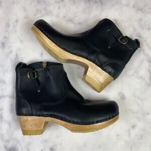 No. 6 Black Leather Clog Buckle Boots Modern Minimalist Sz 42/ 11.5-12 US